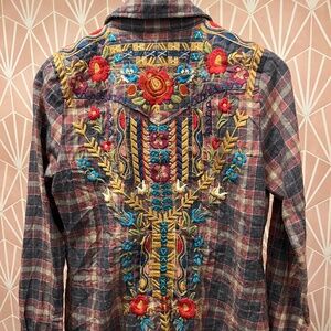 Johnny Was Embroidered Flannel